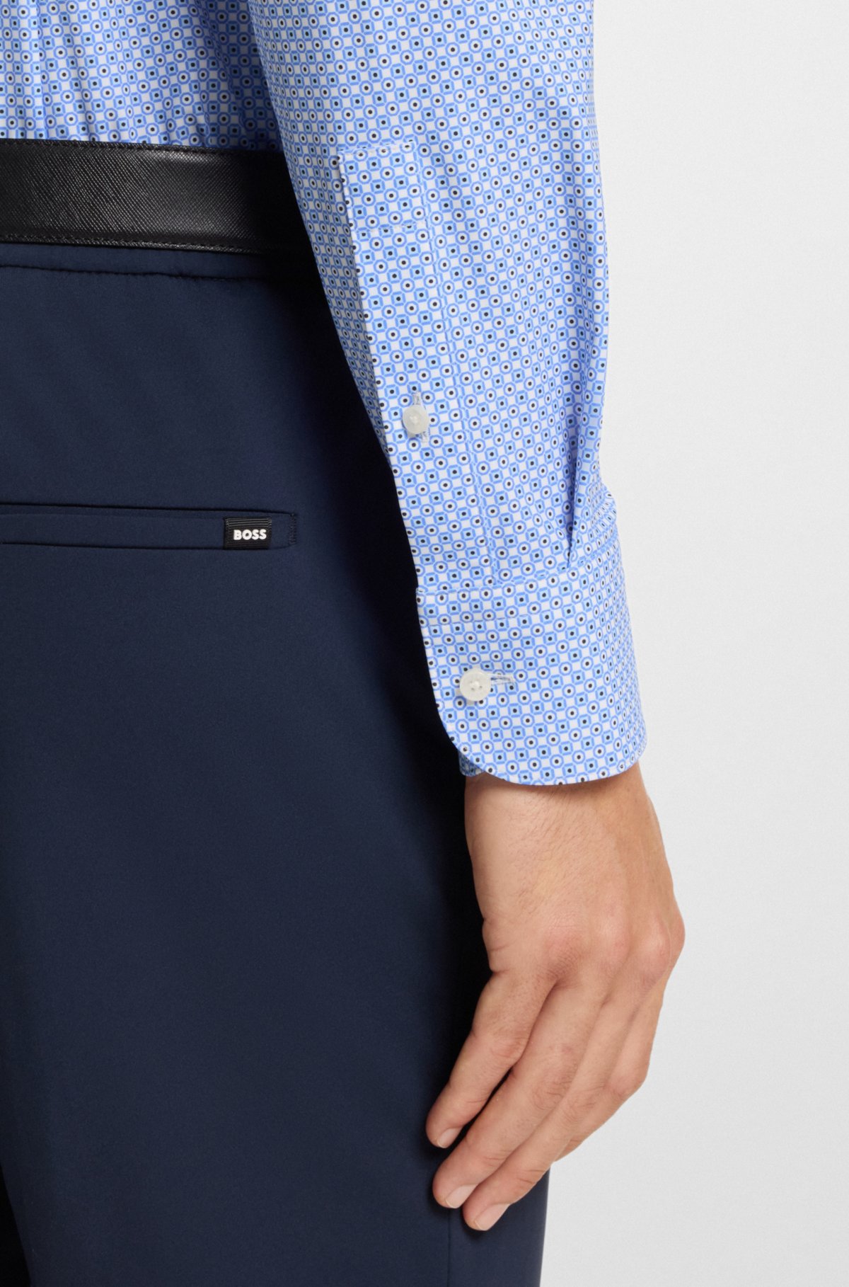 Camicia slim-fit stampata in jersey elasticizzato prestazioni
