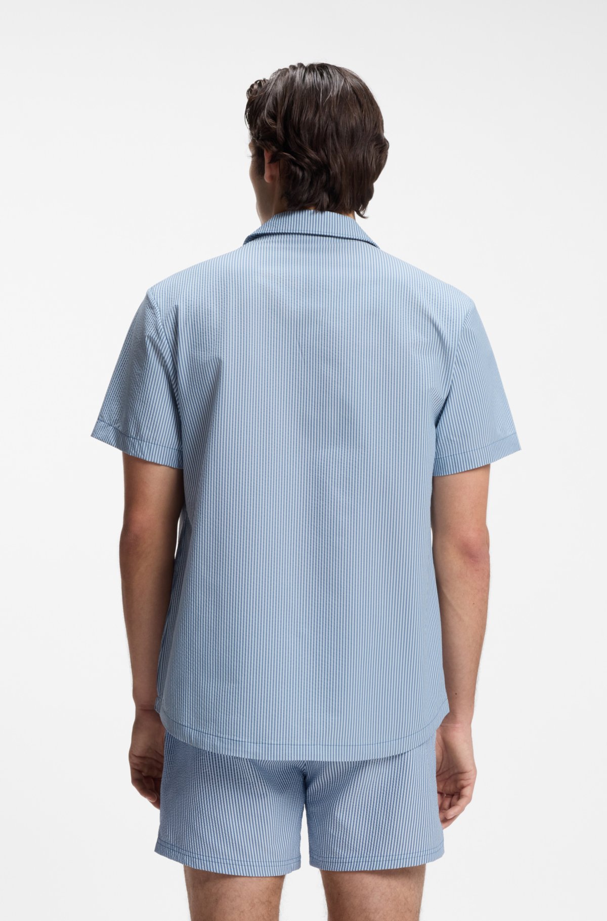 Camicia con taglio regolare in seersucker morbido