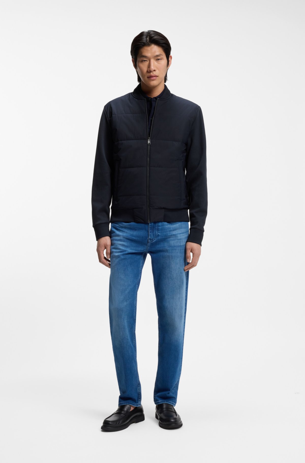 Felpa con zip frontale imbottita in misto cotone