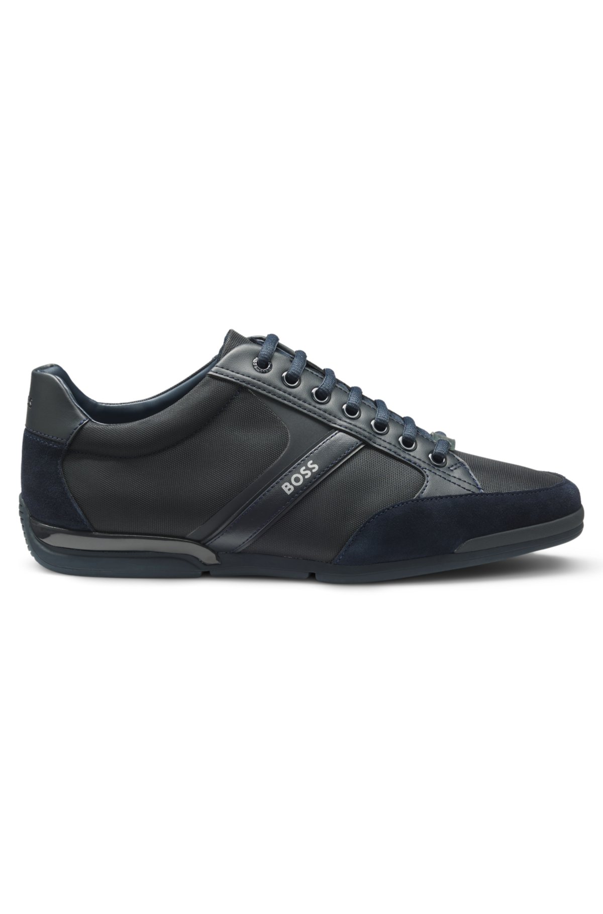 Scarpe da ginnastica in materiali misti con finiture in camoscio e pelle sintetica