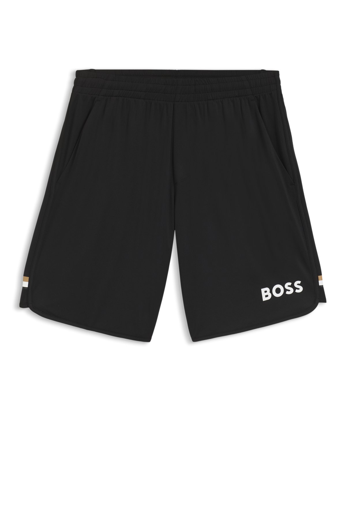 Shorts in jersey elasticizzato con logo e cordoncino nascosto
