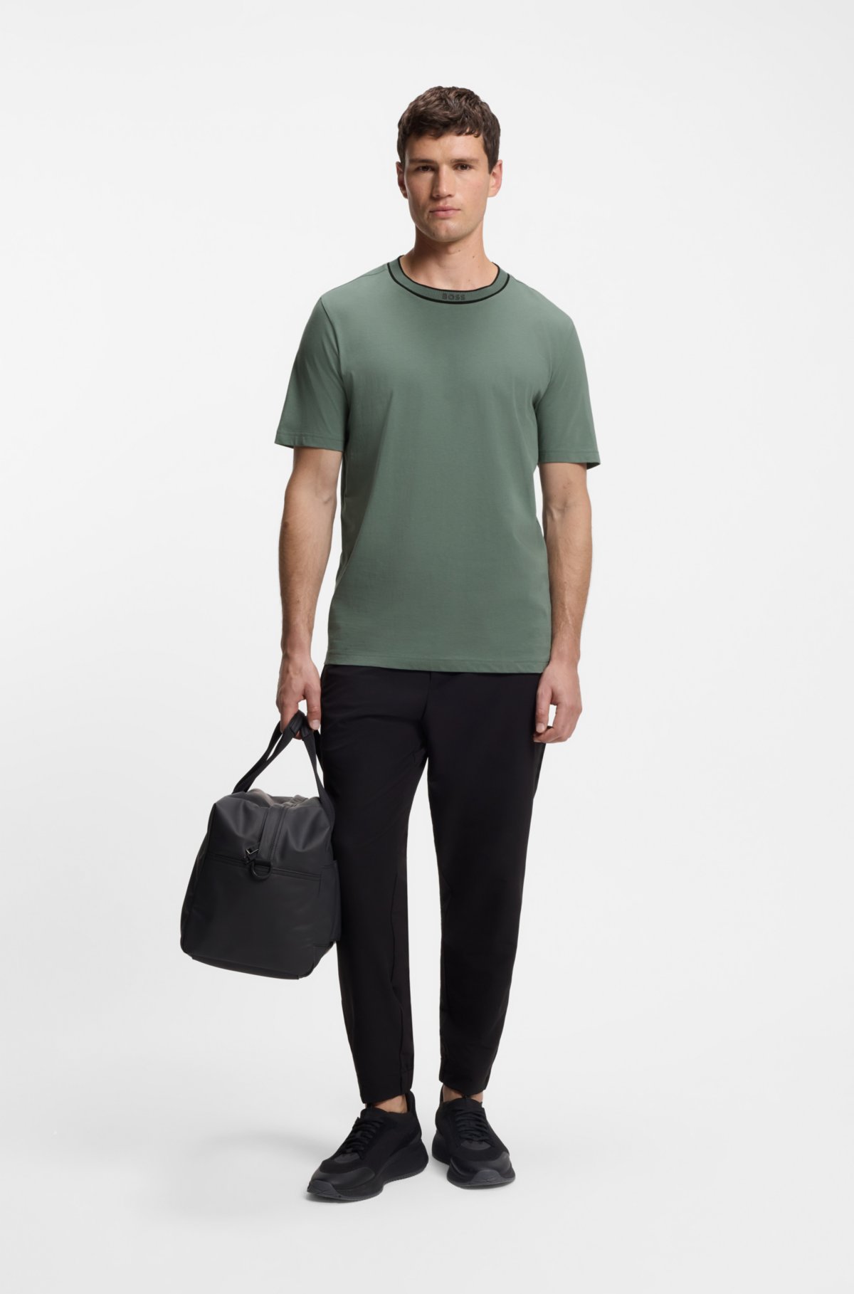 T-shirt in cotone con logo a collo rotondo