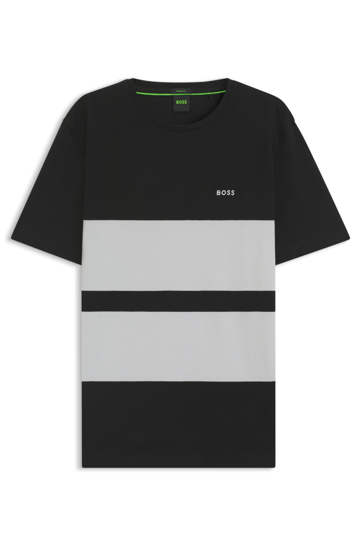 T-shirt a righe blocco in piqué di cotone