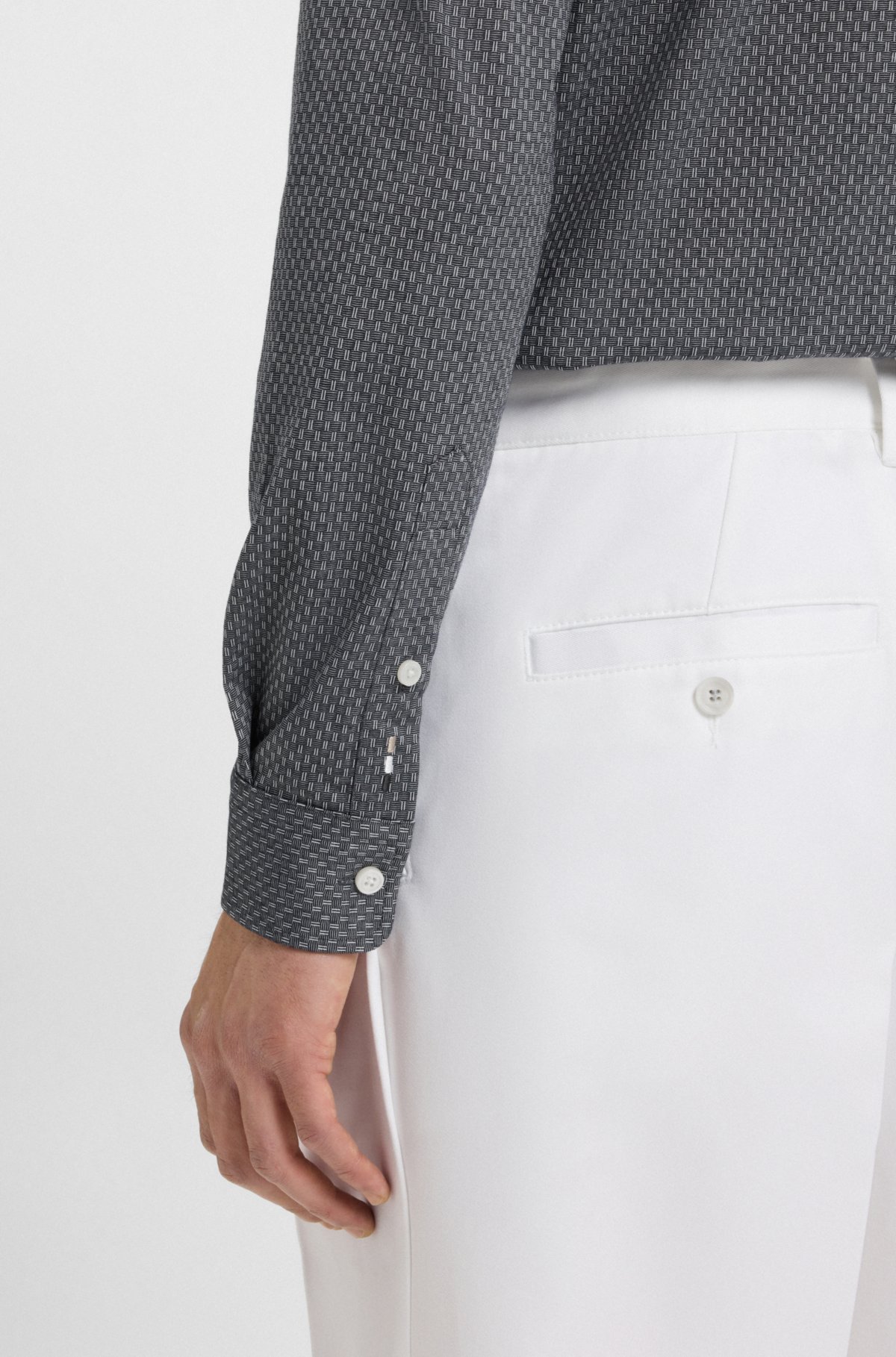 Camicia aderente in jacquard misto cotone