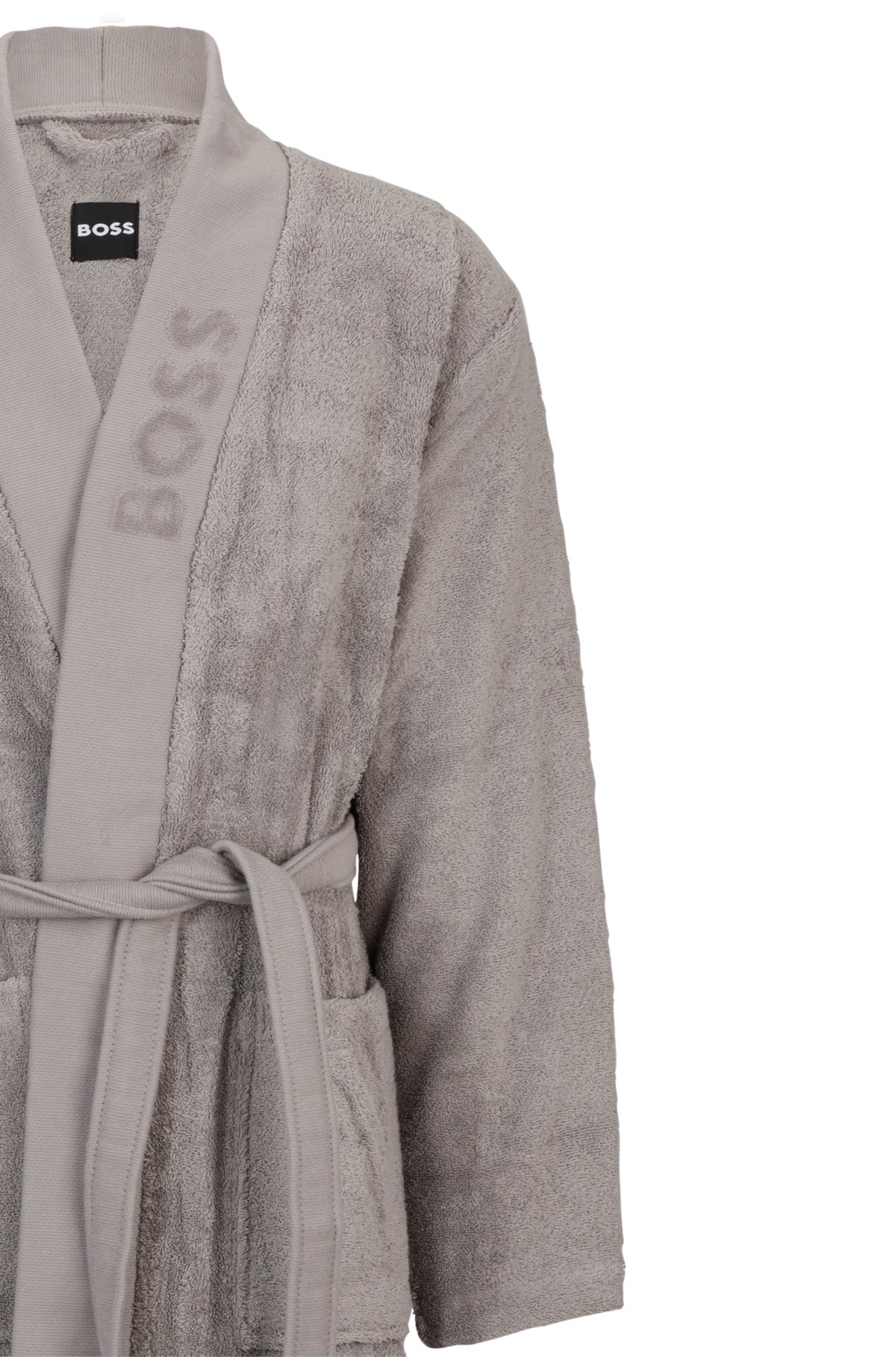 Pigiama grigio con logo a bavero in cotone a fibre lunghe