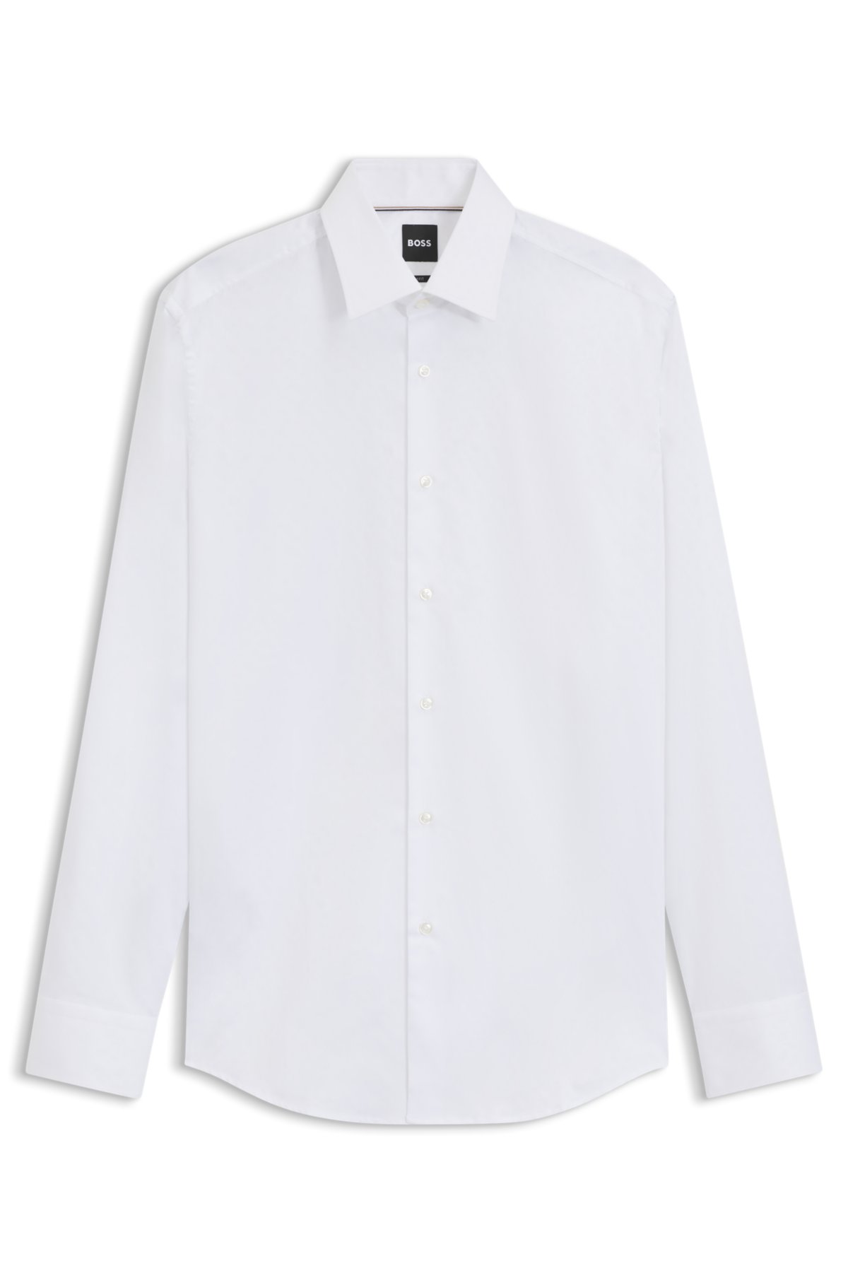 Camicia slim-fit in cotone italiano con logo jacquard