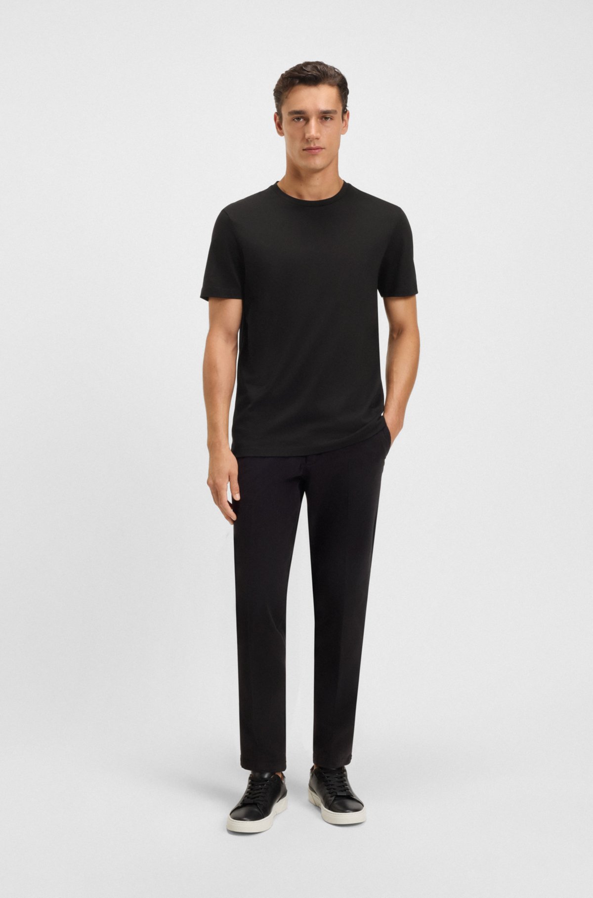 T-shirt aderente in cotone mercerizzato