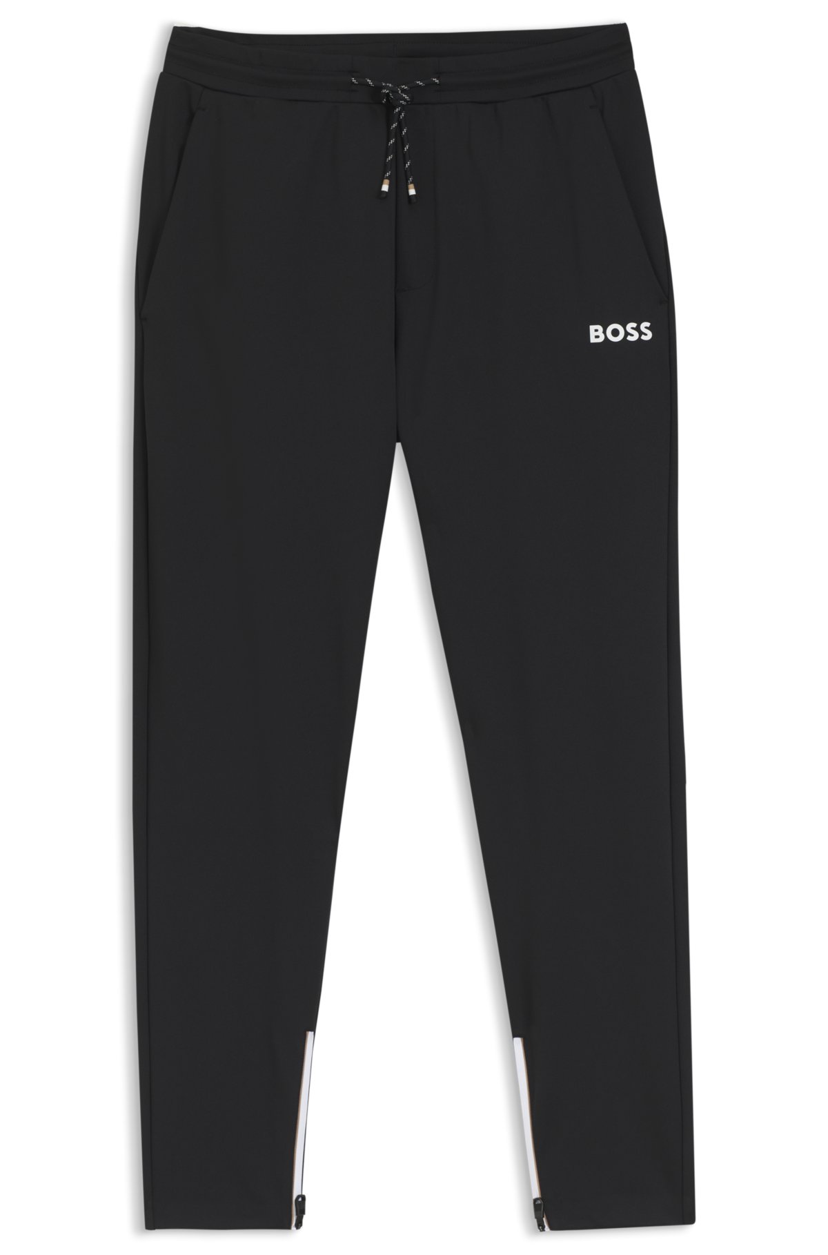 Pantaloni per tuta in gabardine elasticizzato con orli a cerniera