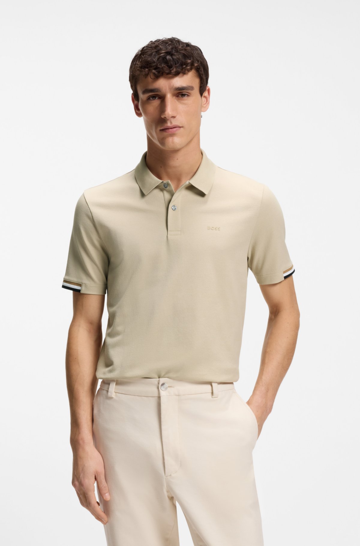 Maglietta polo con logo in gomma in cotone mercerizzato