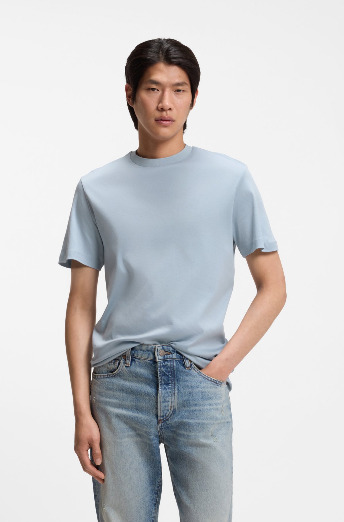 T-shirt regular fit in cotone mercerizzato