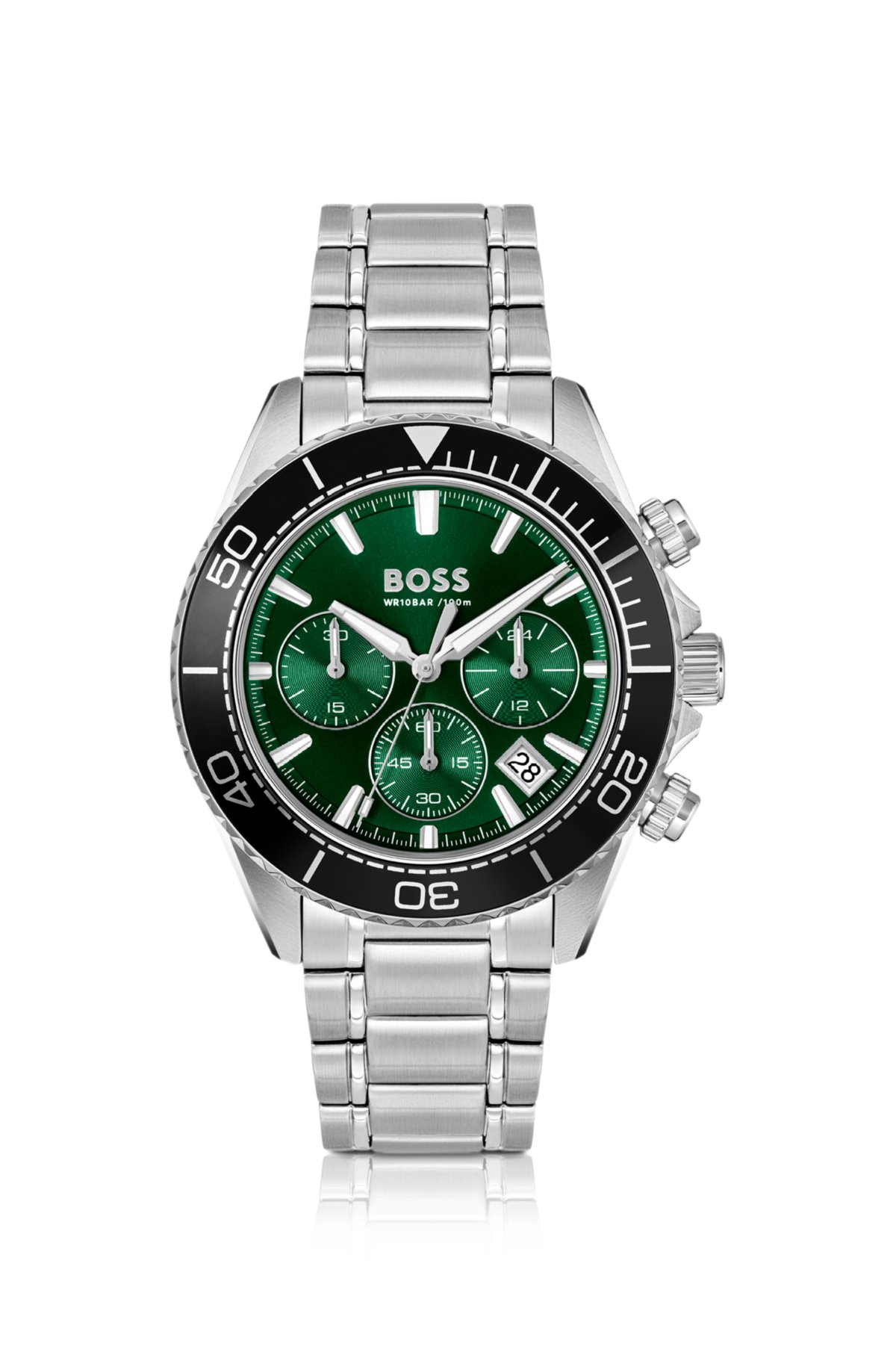 Orologio cronografo in tonalità argento Sealiner con quadrante verde