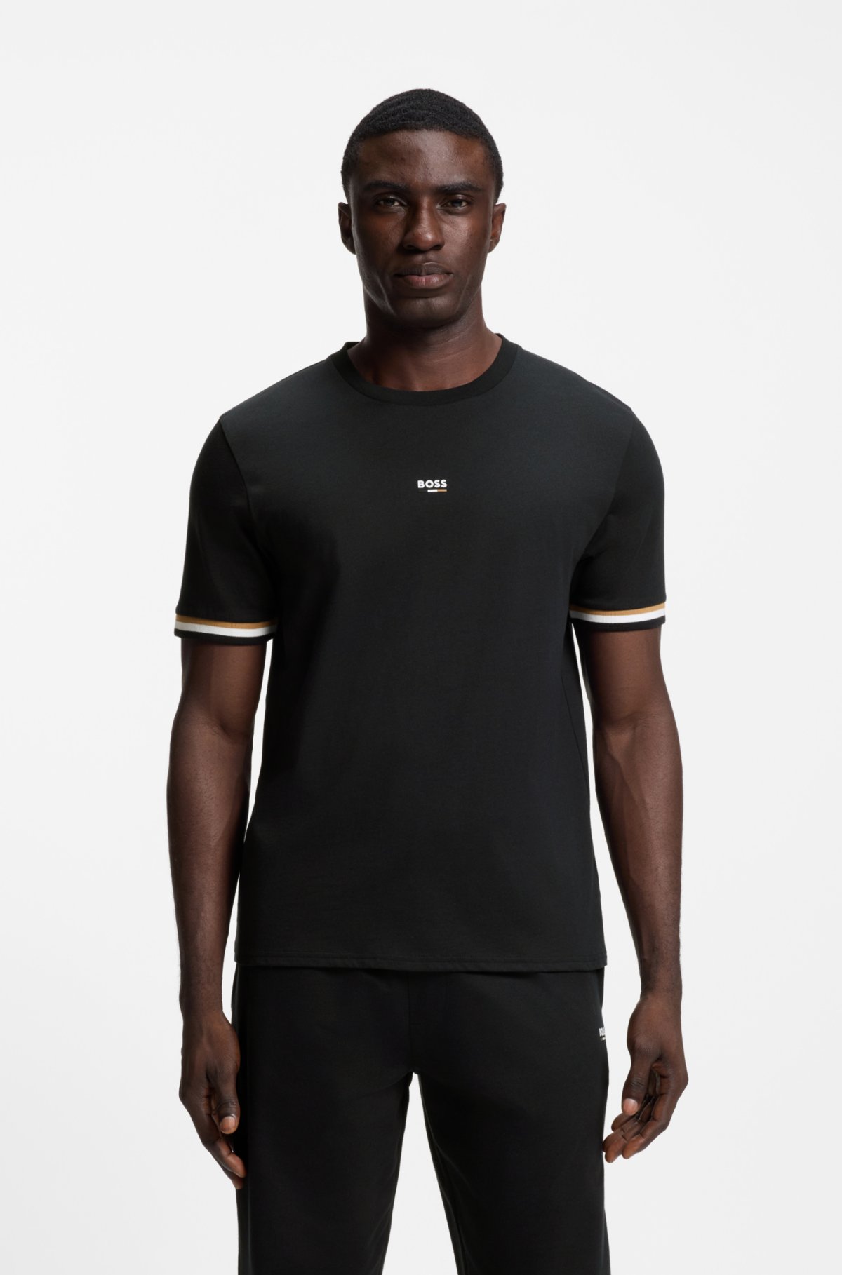 T-shirt in cotone con logo e fasce caratteristiche