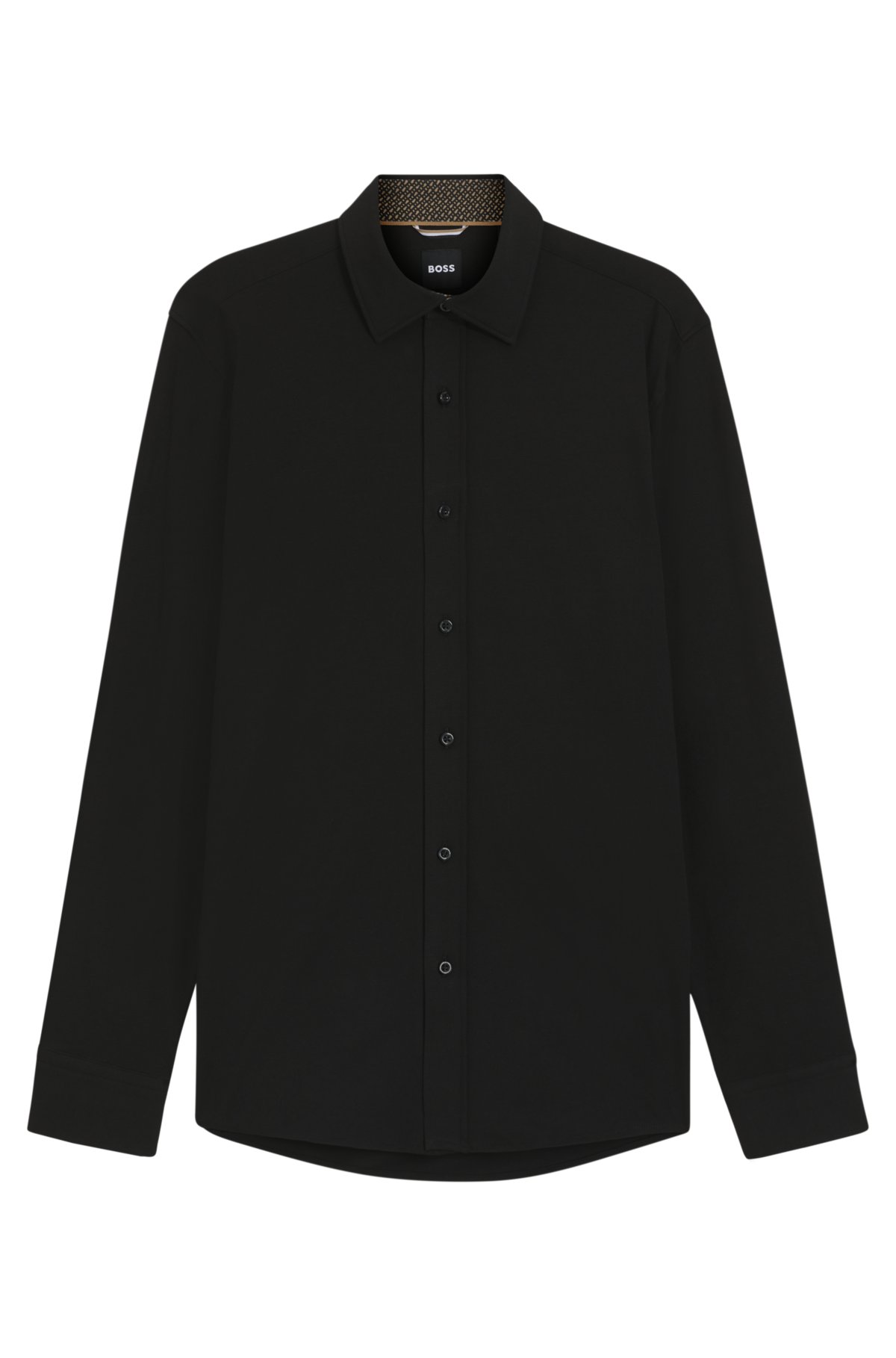 Camicia aderente in cotone elasticizzato melange