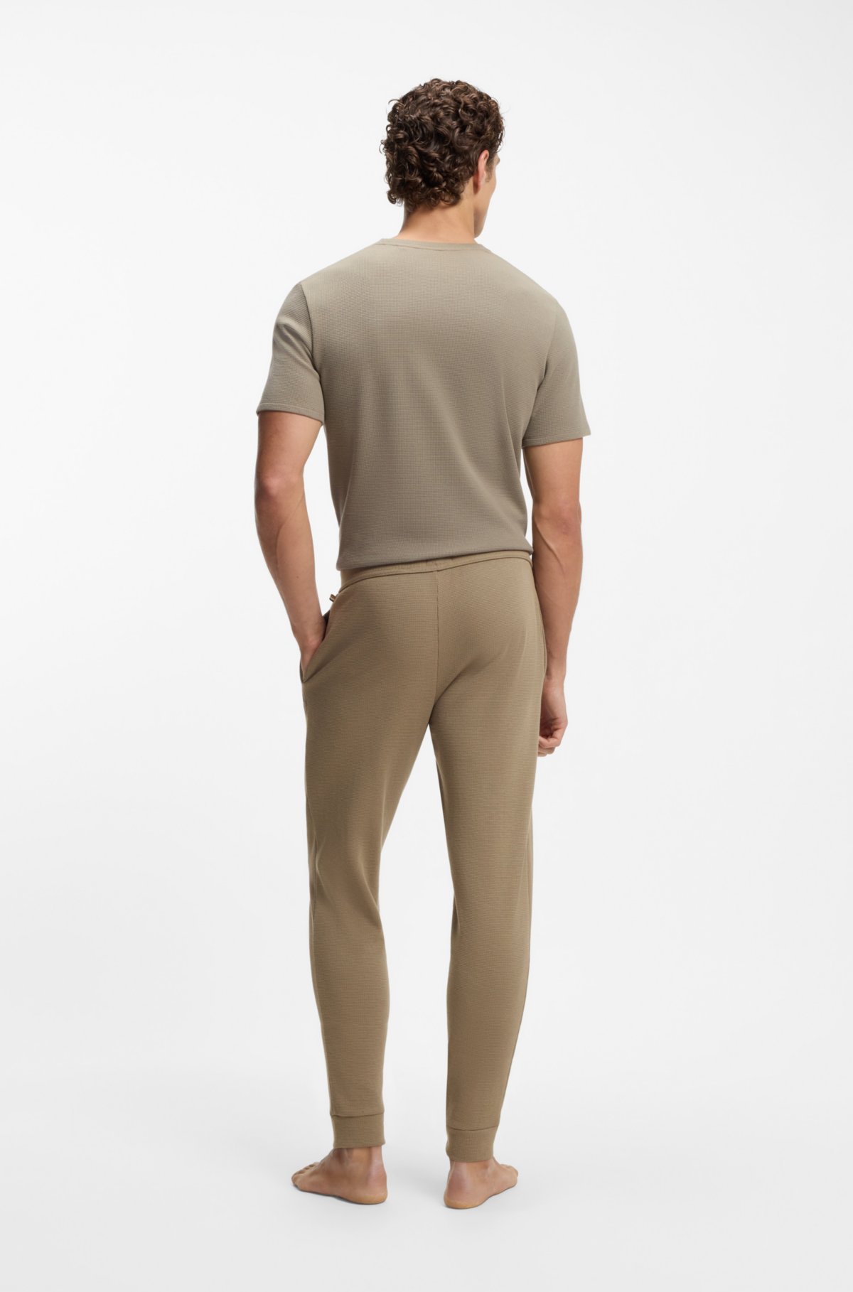 Pantaloncini da pigiama in misto cotone con struttura a waffle