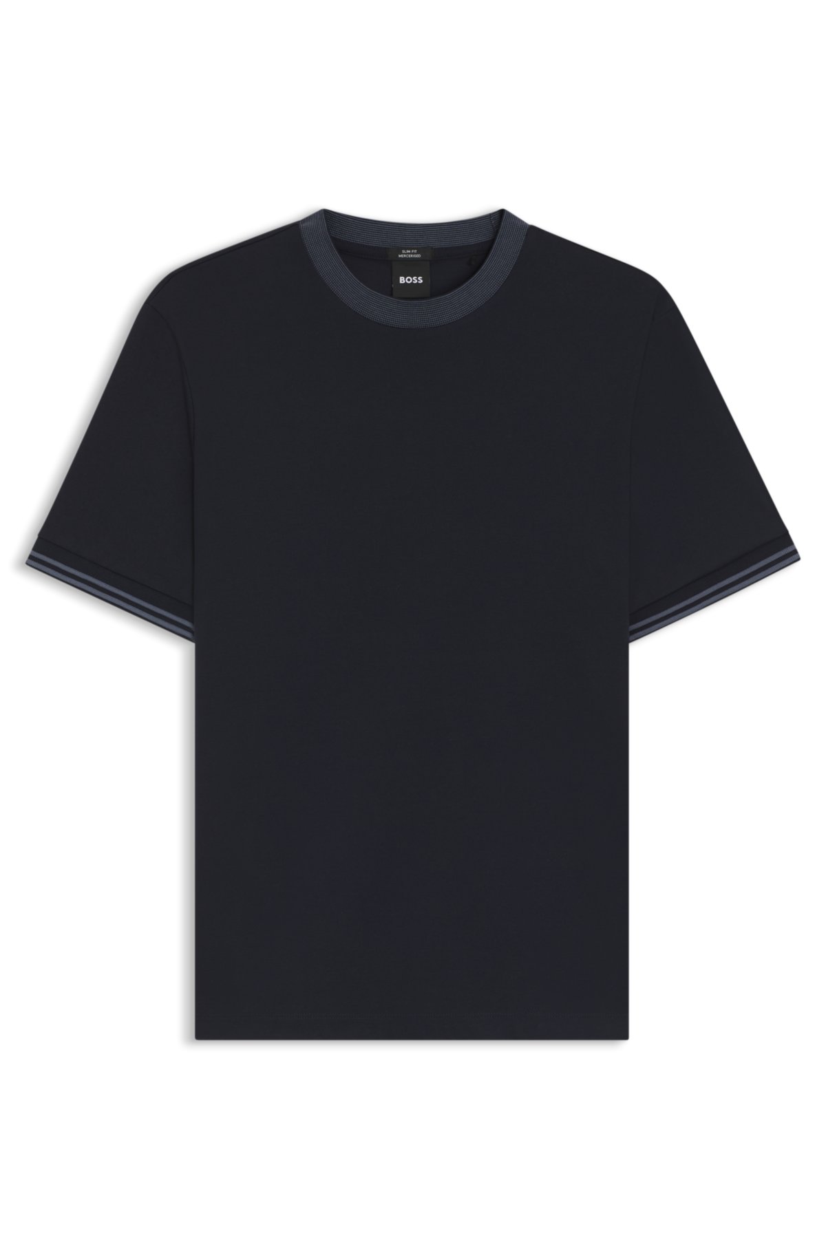 T-shirt slim fit a contrasto in cotone mercerizzato