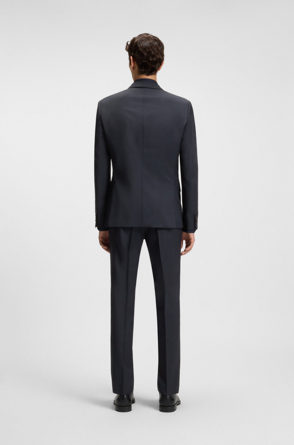 Suit due pezzi in lana vergine con microdisegno