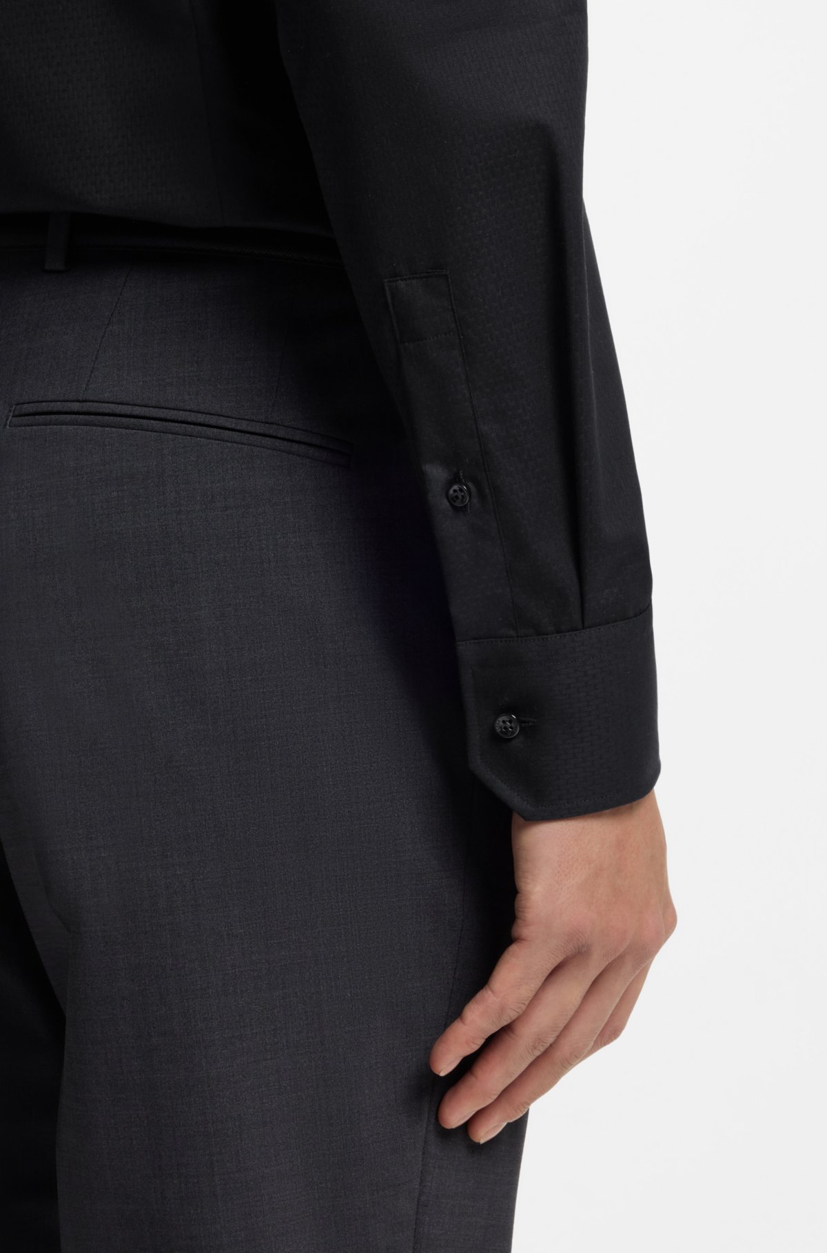 Camicia slim-fit resistente alle pieghe in twill di cotone