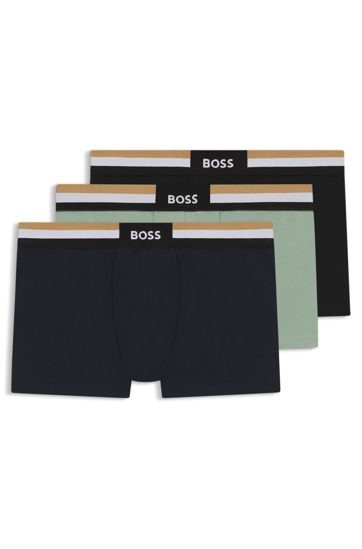 Set di tre boxer in un tessuto elasticizzato con cotone che allontana l'umidità