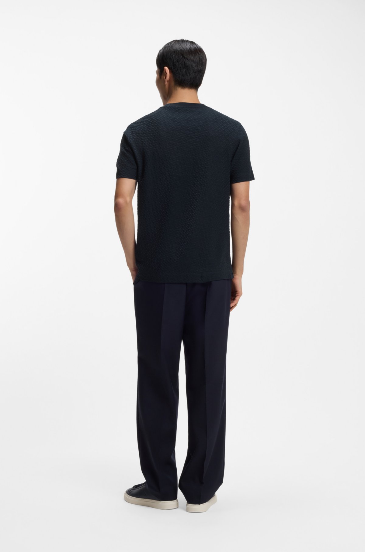 T-shirt in cotone mercerizzato con monogramma jacquard