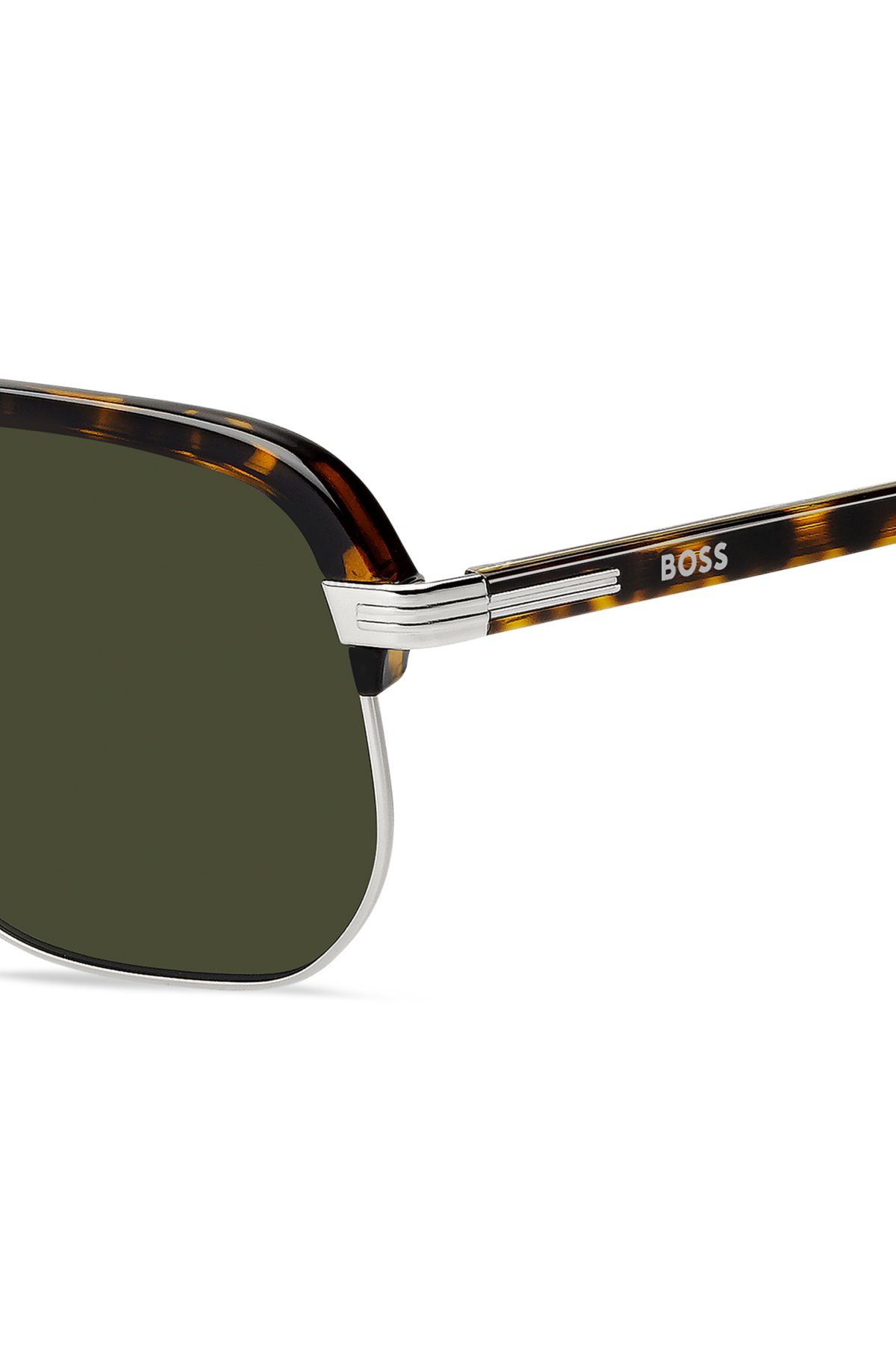 Occhiali da sole in acetato Havana con design audace del ponte