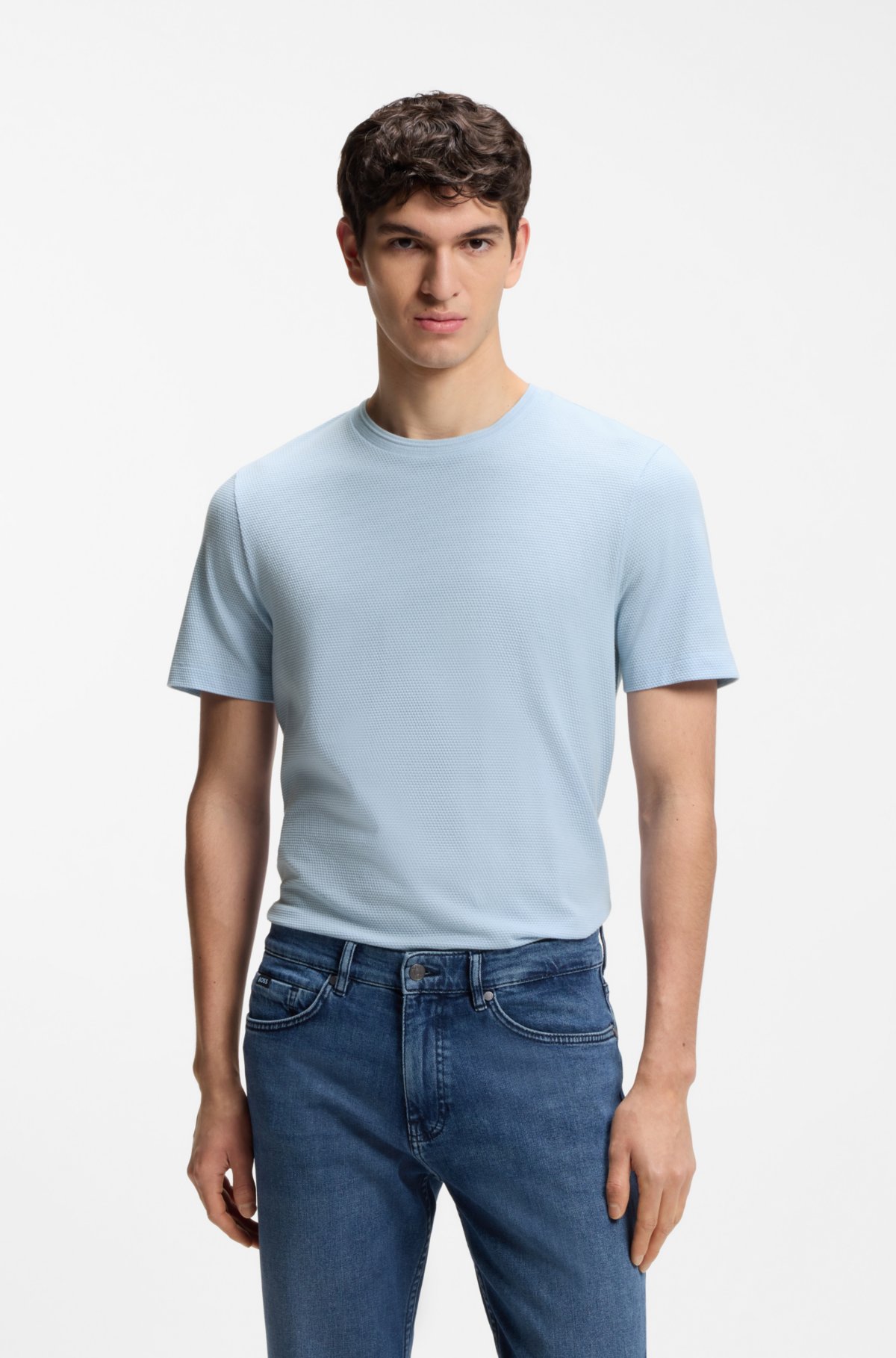 T-shirt con struttura a bolle in misto cotone