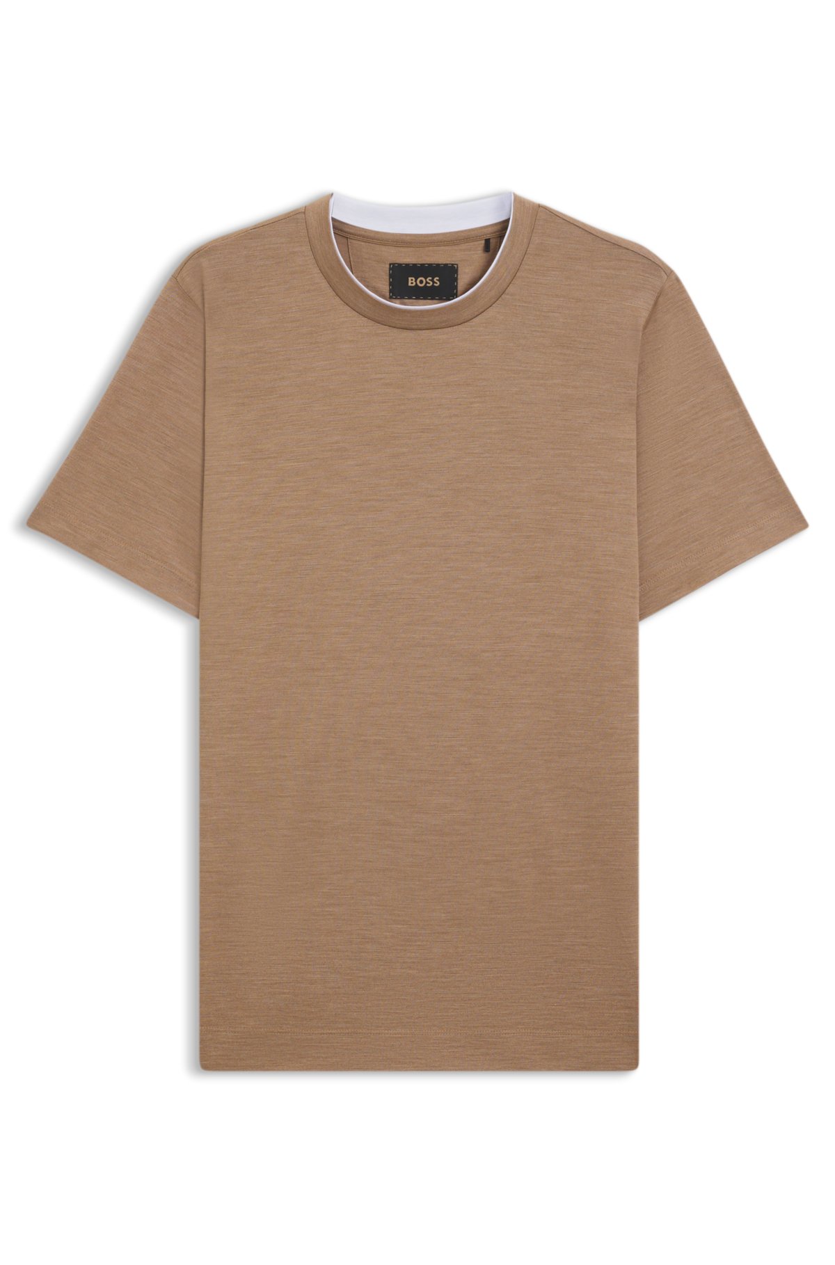 T-shirt a colletto doppio in cotone e seta