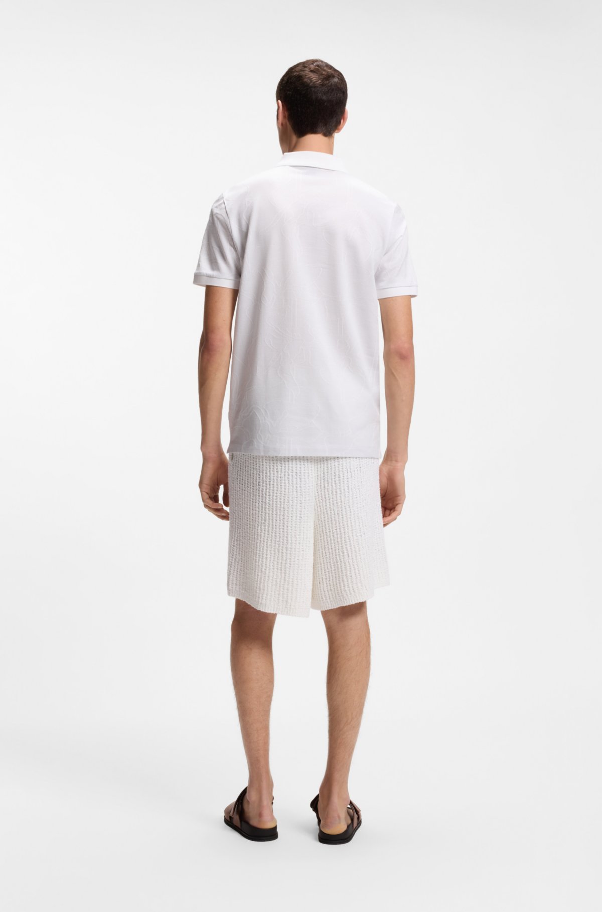 Maglietta polo con motivo jacquard in cotone