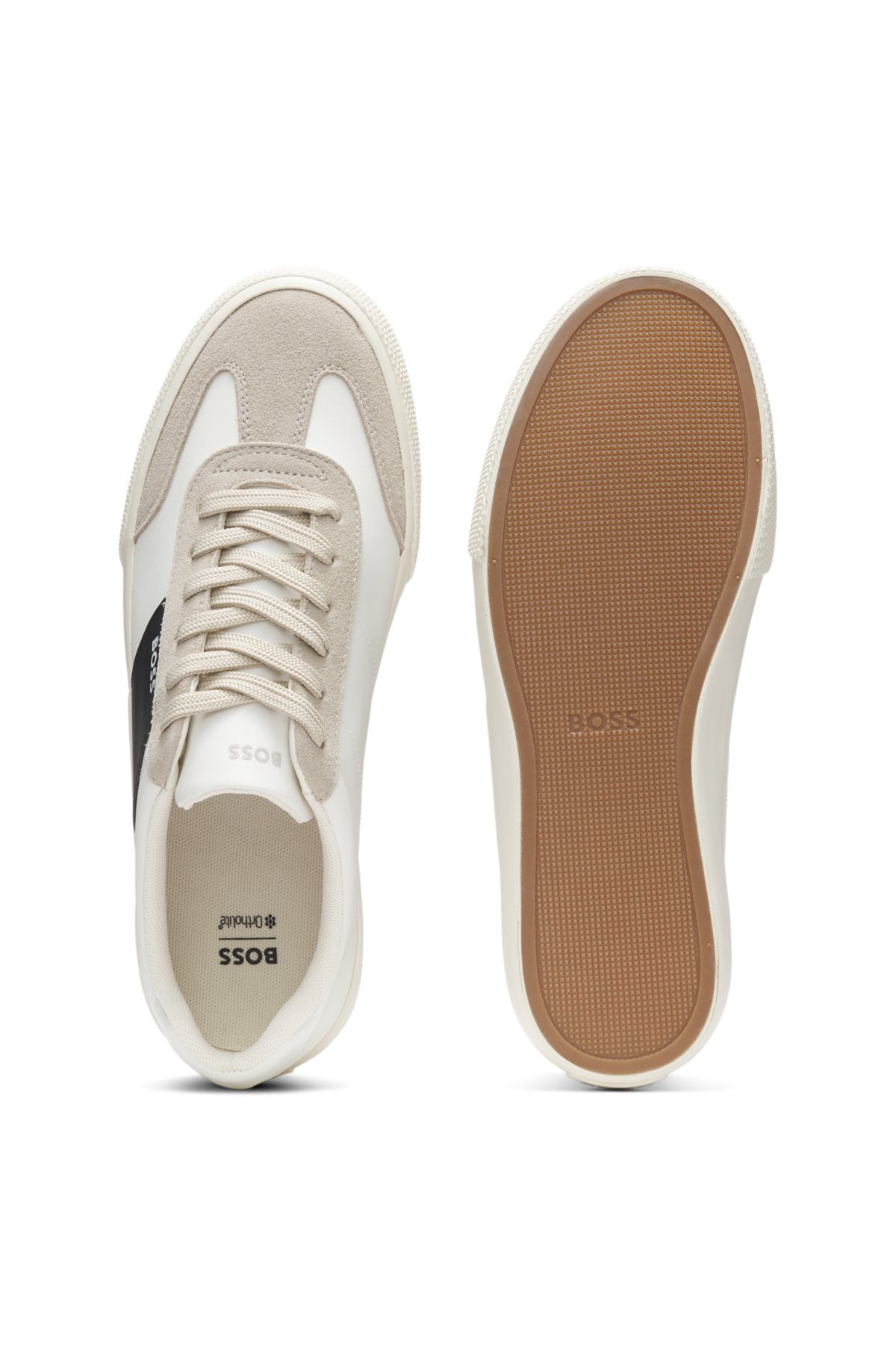 Scarpe da ginnastica basse con finiture in pelle scamosciata