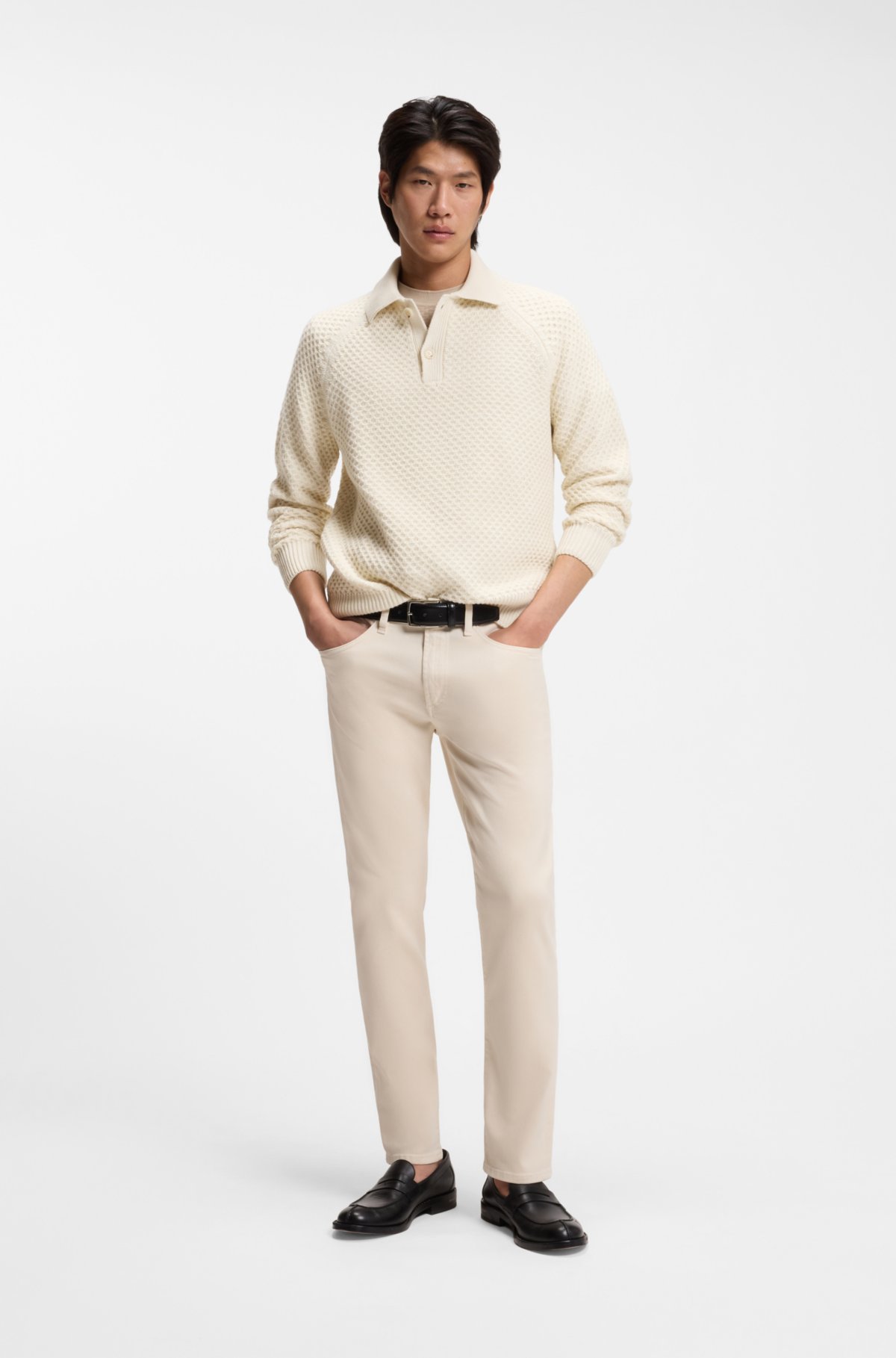 Pullover con collo a polo in cachemire