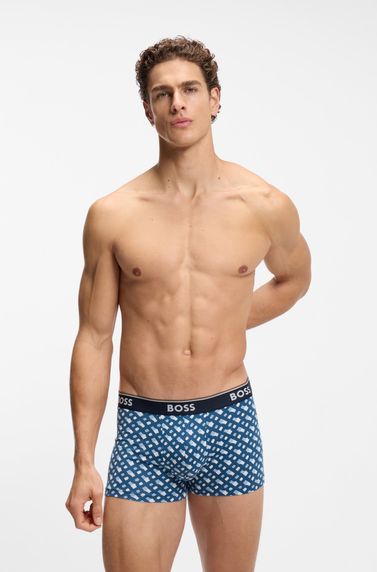 Set di tre boxer con elastico in vita con logo