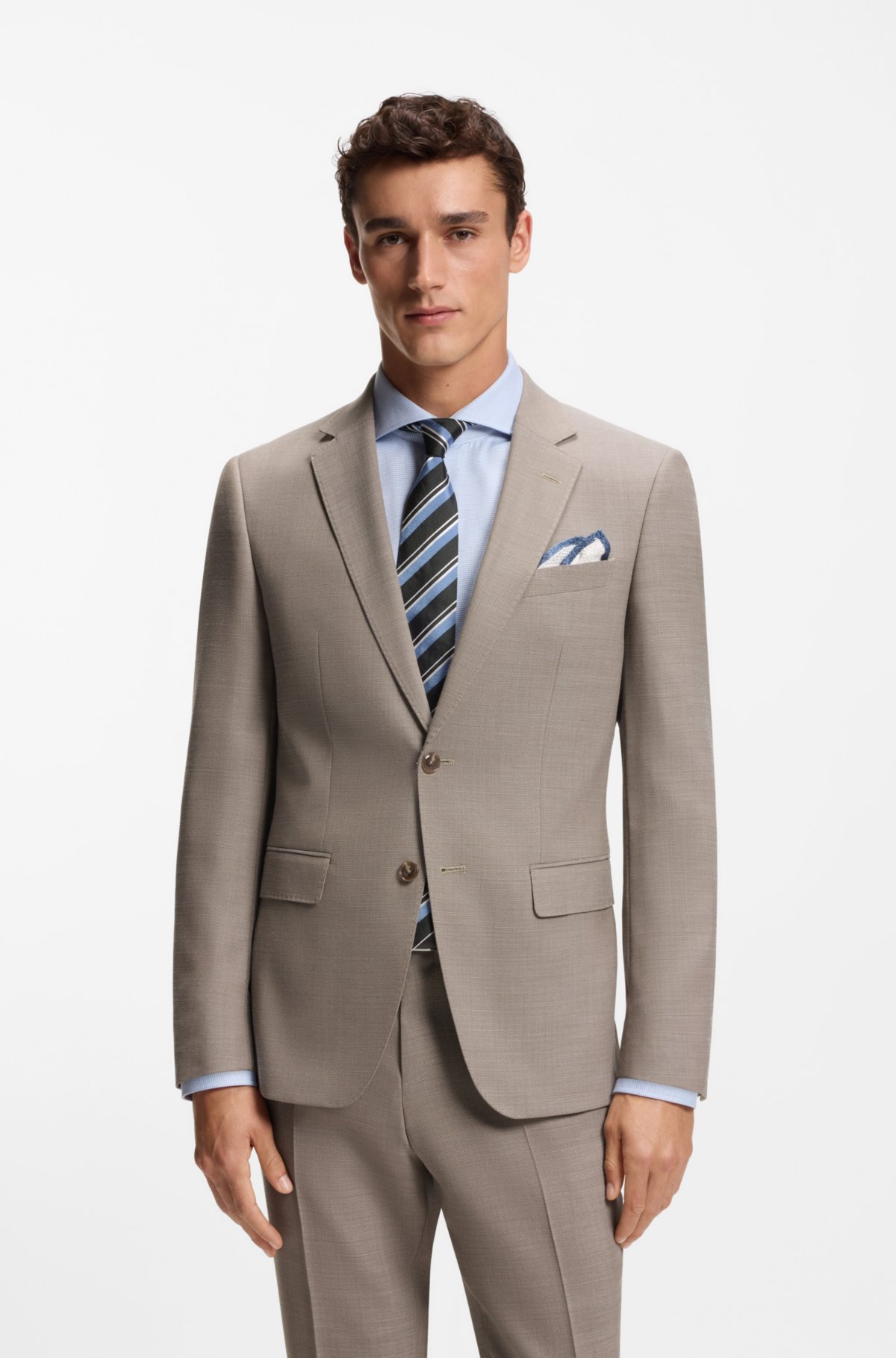 Suit due pezzi in tessuto elasticizzato con microdisegno
