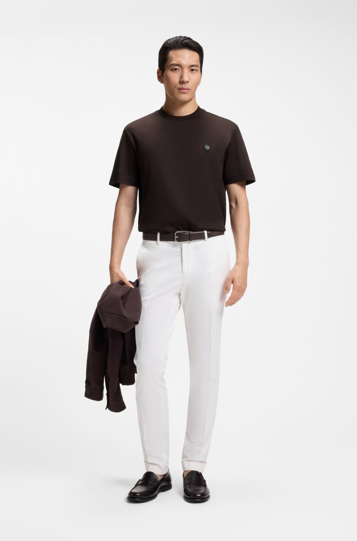 T-shirt in cotone mercerizzato con monogramma Double B