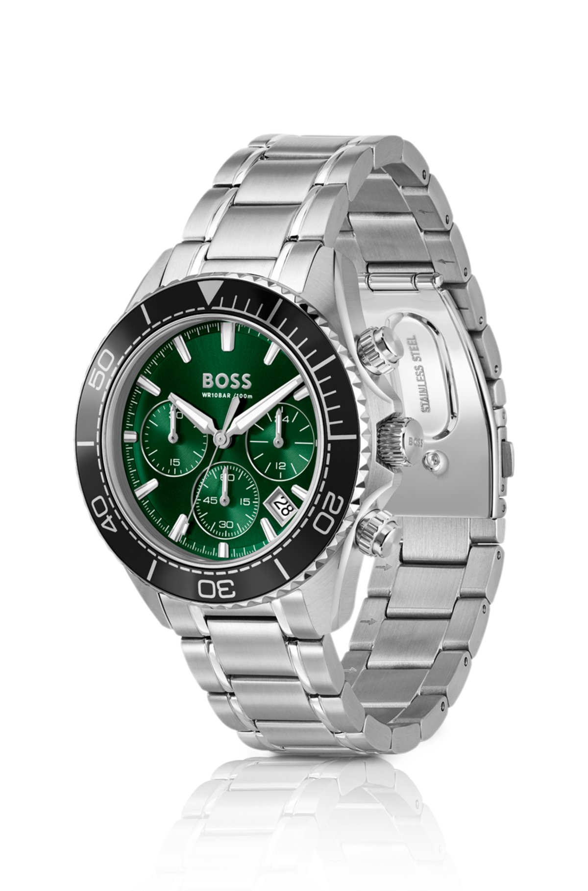 Orologio cronografo in tonalità argento Sealiner con quadrante verde